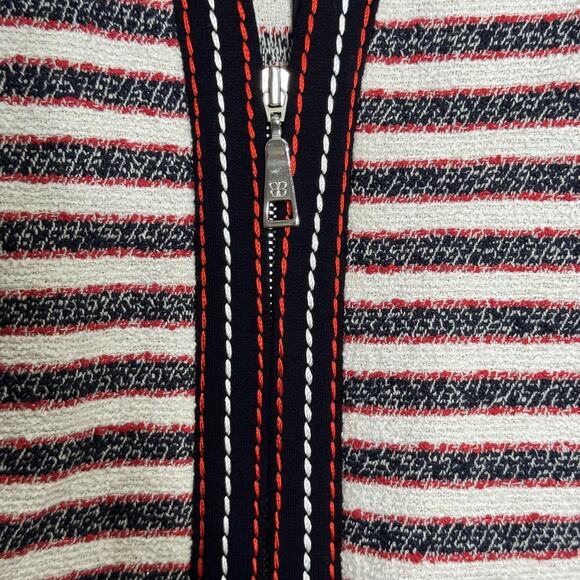 Basler Jacket Womens 18 Navy Red White Striped Zip Front Pockets Blazer Nautical - Picture 3 of 12